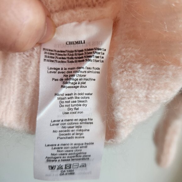 🇫🇷 Des Petits Hauts Light Pink Mohair/Merino Knit Sweater - Sz S - Picture 12 of 13